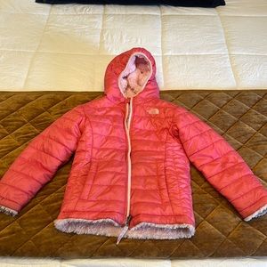 Reversible pink north face jacket 5t girls